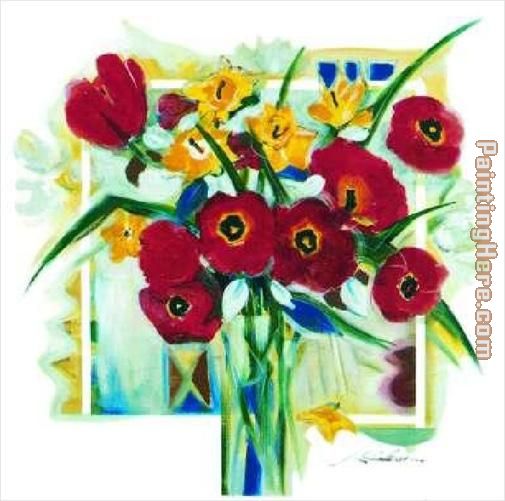 Red Poppies In Vase painting - Alfred Gockel Red Poppies In Vase art painting